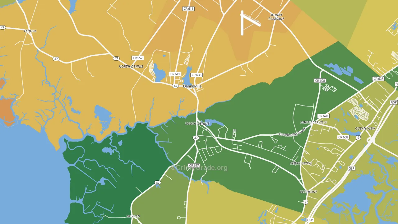 Dennisville, NJ Map of Robbery Rates