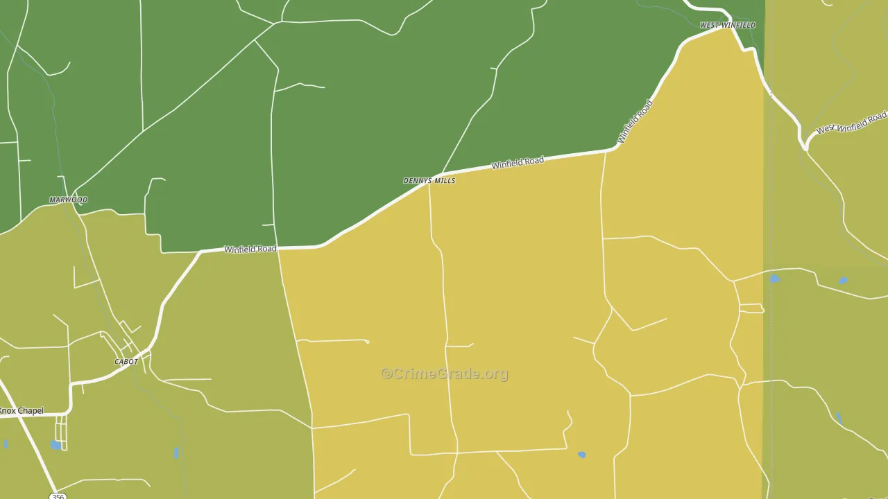 Dennys Mill, PA Map of Robbery Rates