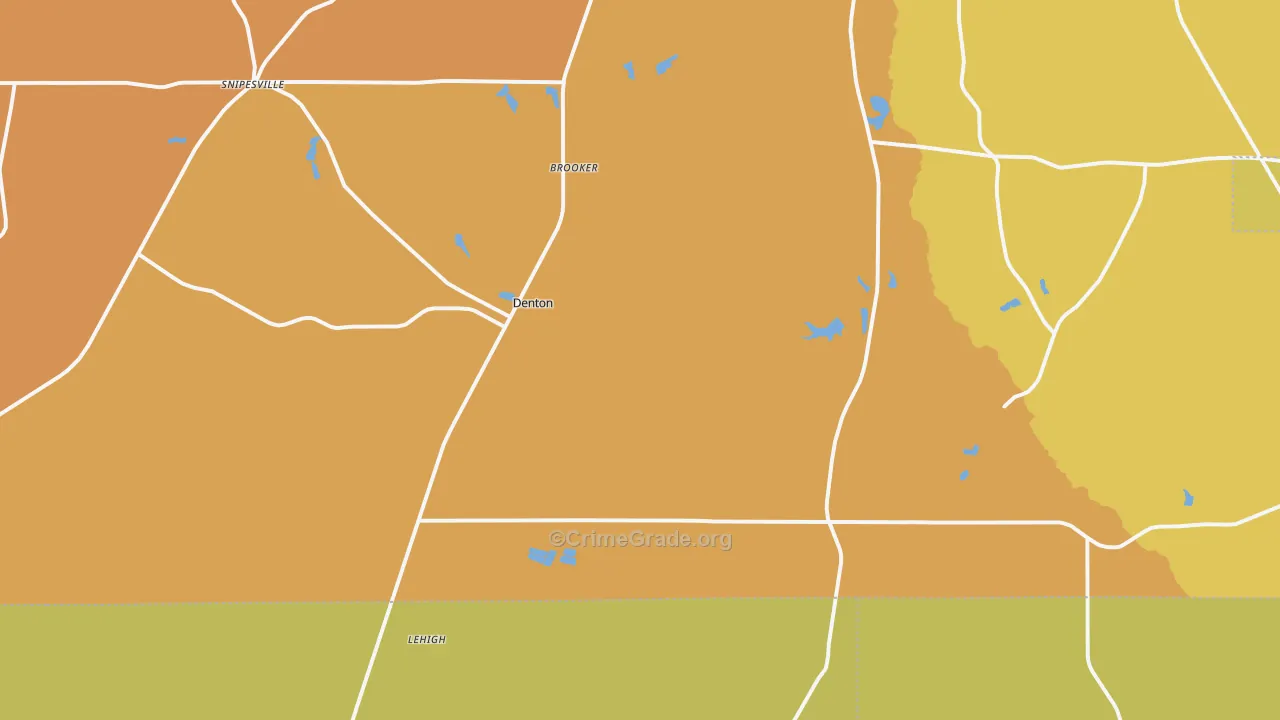 Denton, GA Map of Robbery Rates