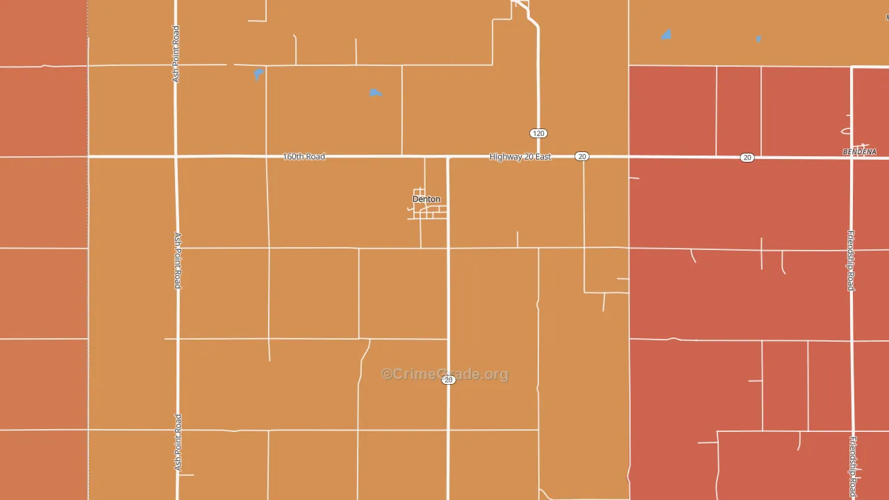 Denton, KS Map of Robbery Rates
