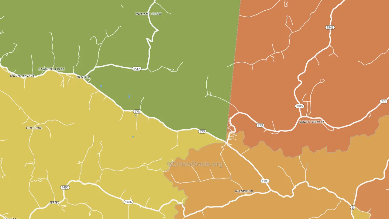 Denton, KY Map of Robbery Rates