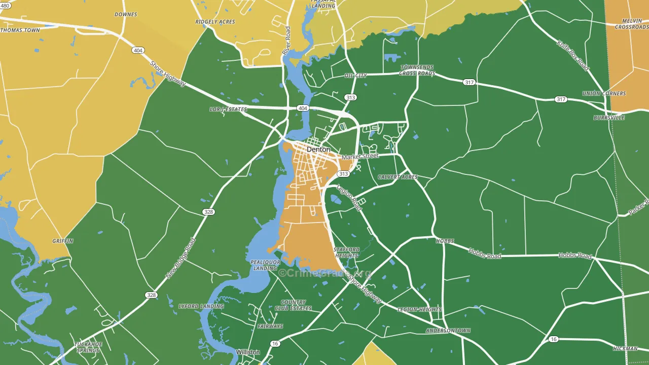 Denton, MD Map of Robbery Rates