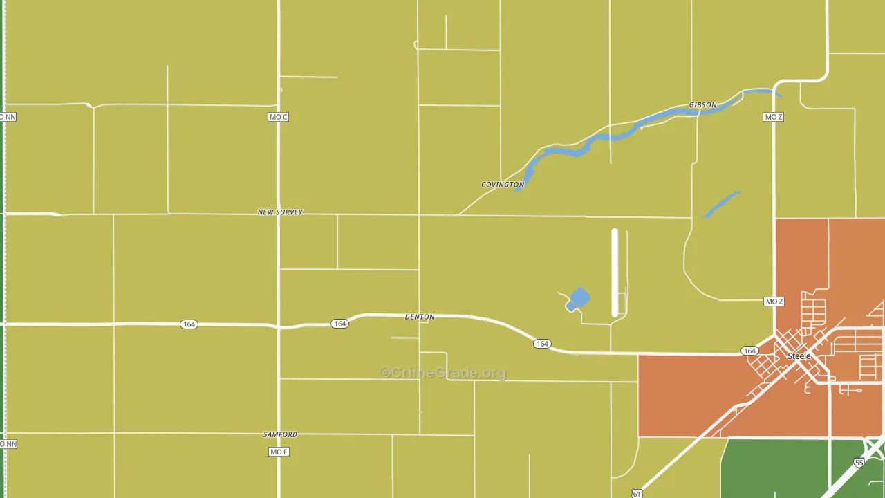 Denton, MO Map of Robbery Rates