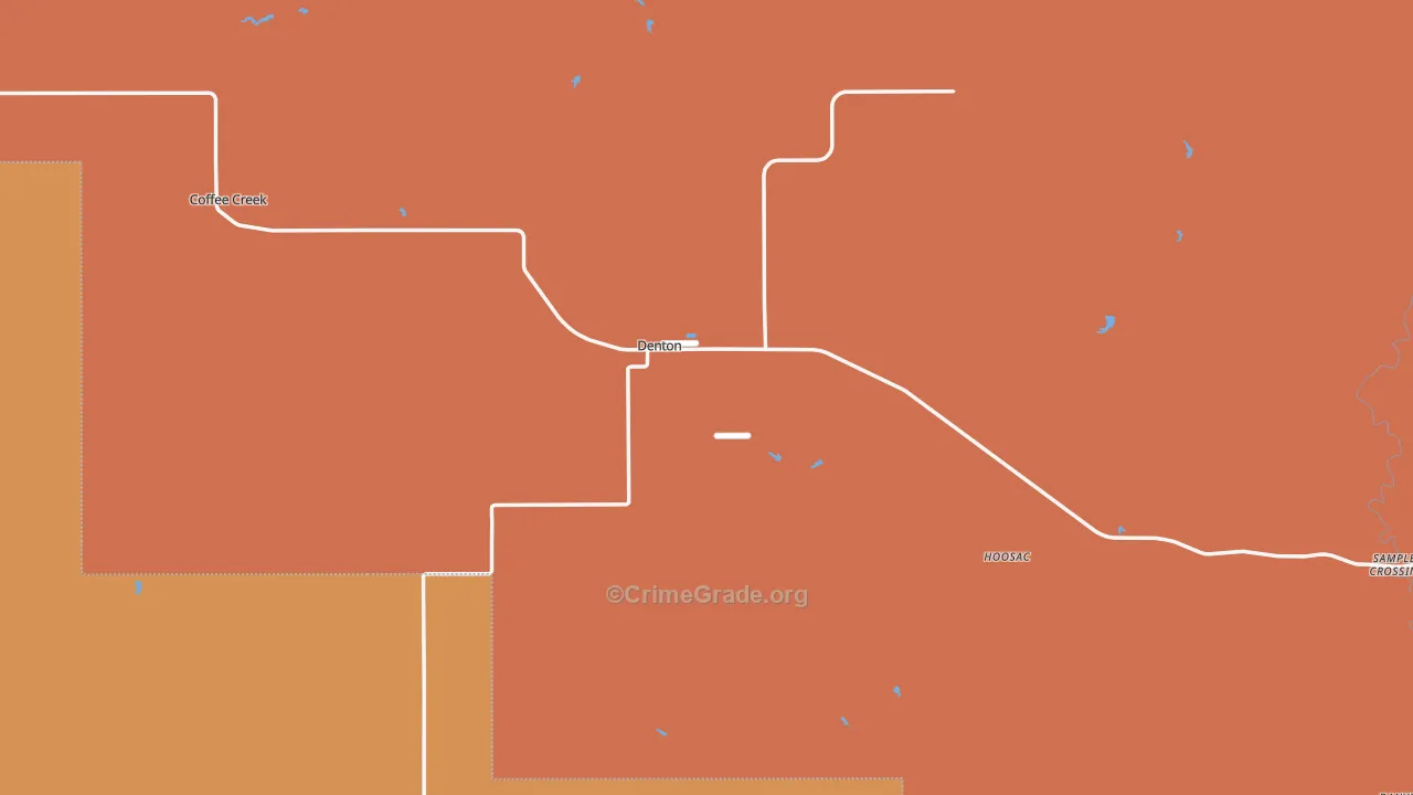 Denton, MT Map of Robbery Rates