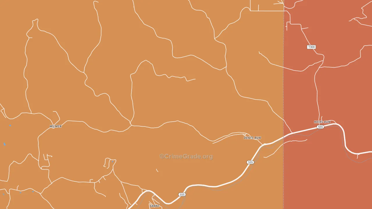 Dents Run, PA Map of Robbery Rates