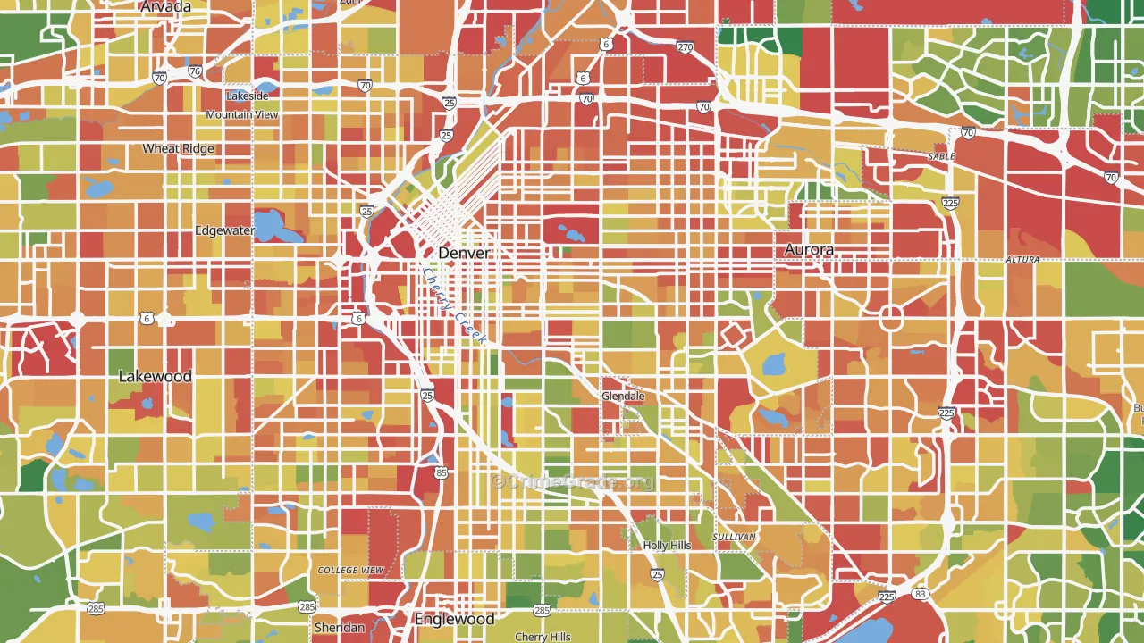Denver County, CO Map of Robbery Rates