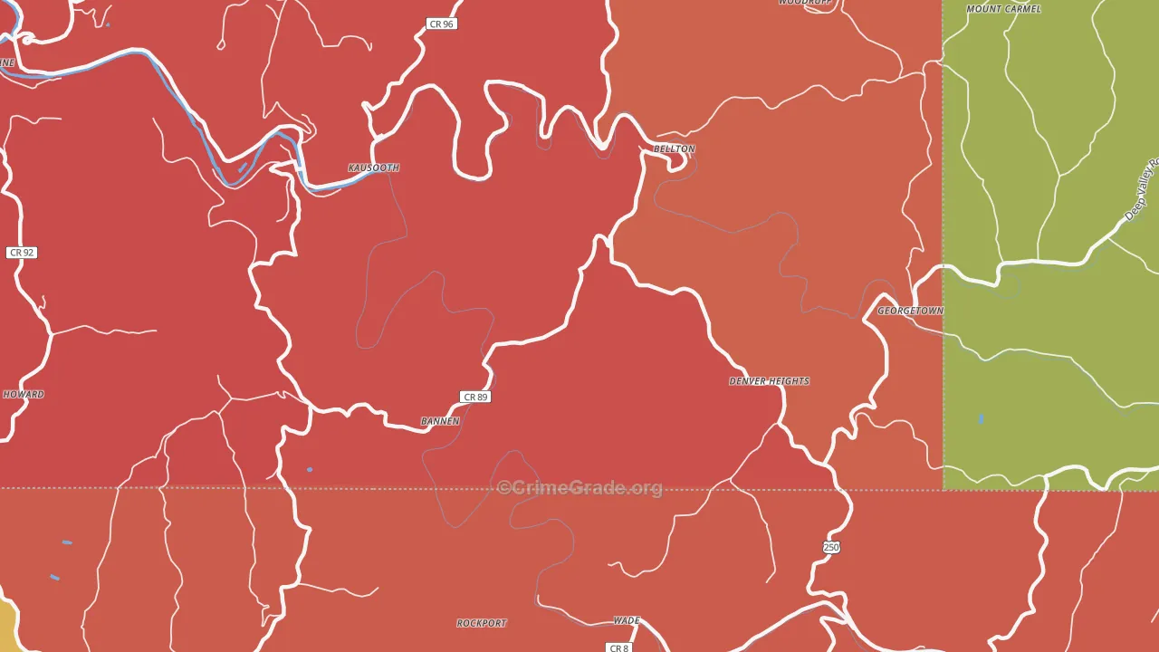 Denver Heights, WV Map of Robbery Rates