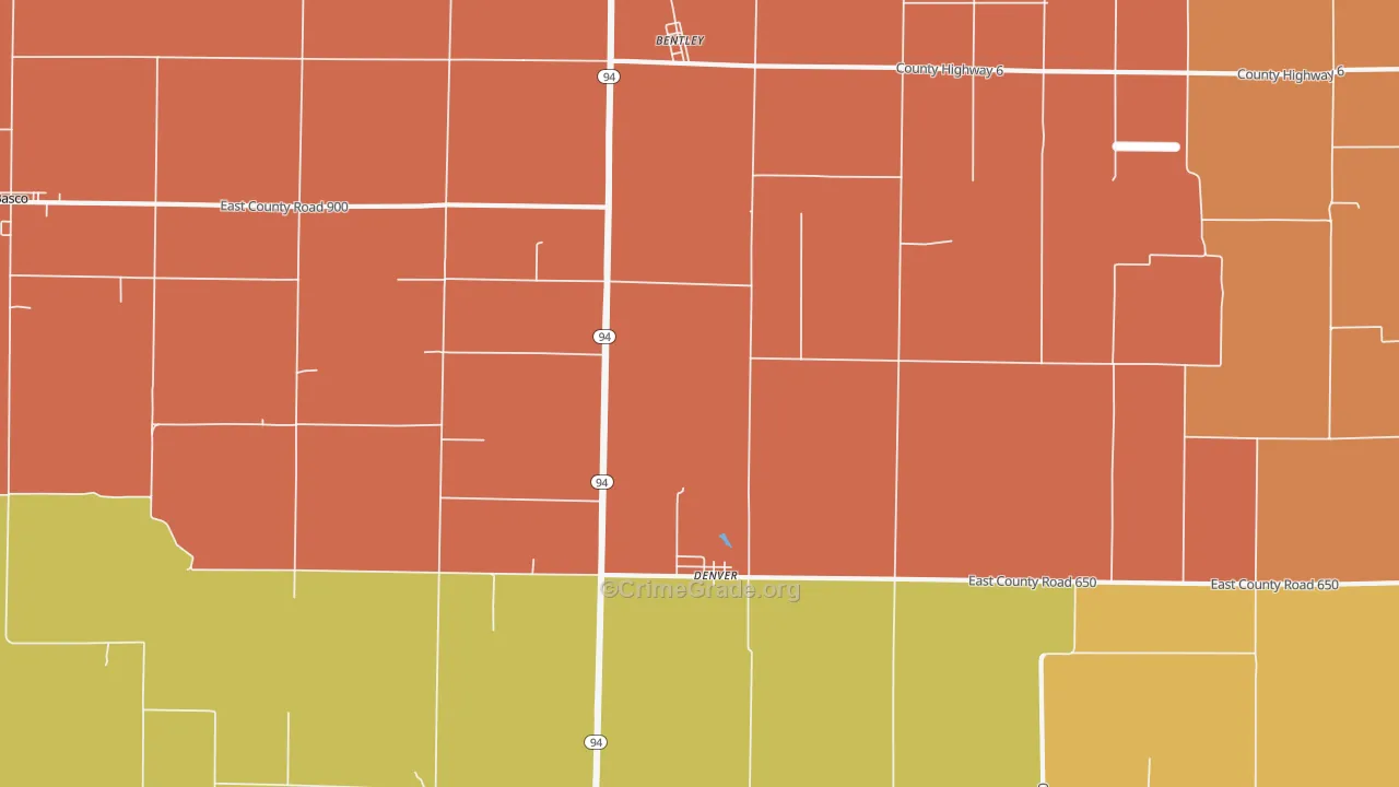 Denver, IL Map of Robbery Rates