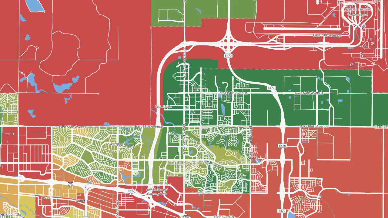 Denver International Airport, Denver, CO Map of Robbery Rates