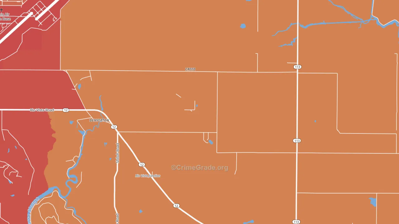Denverton, CA Map of Robbery Rates