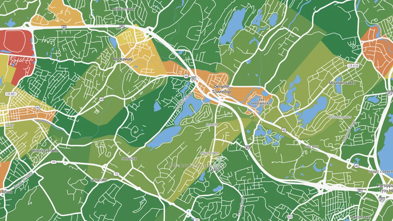 Denville, NJ Map of Robbery Rates