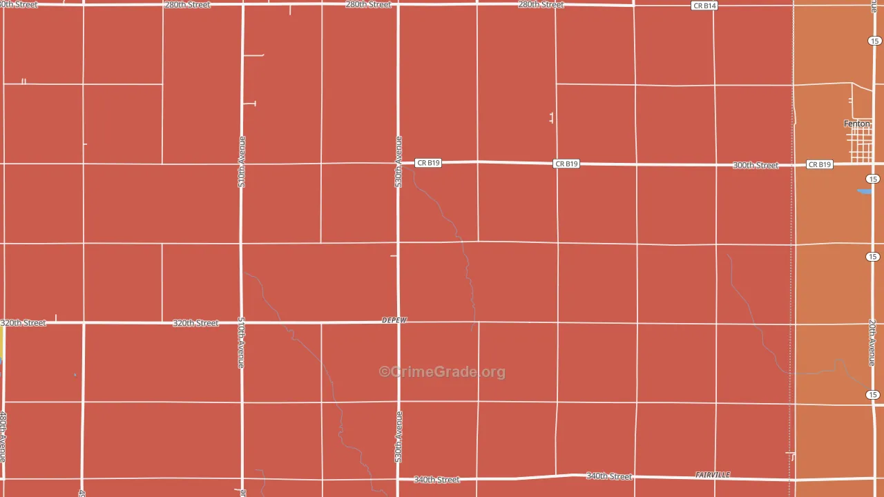 DePew, IA Map of Robbery Rates
