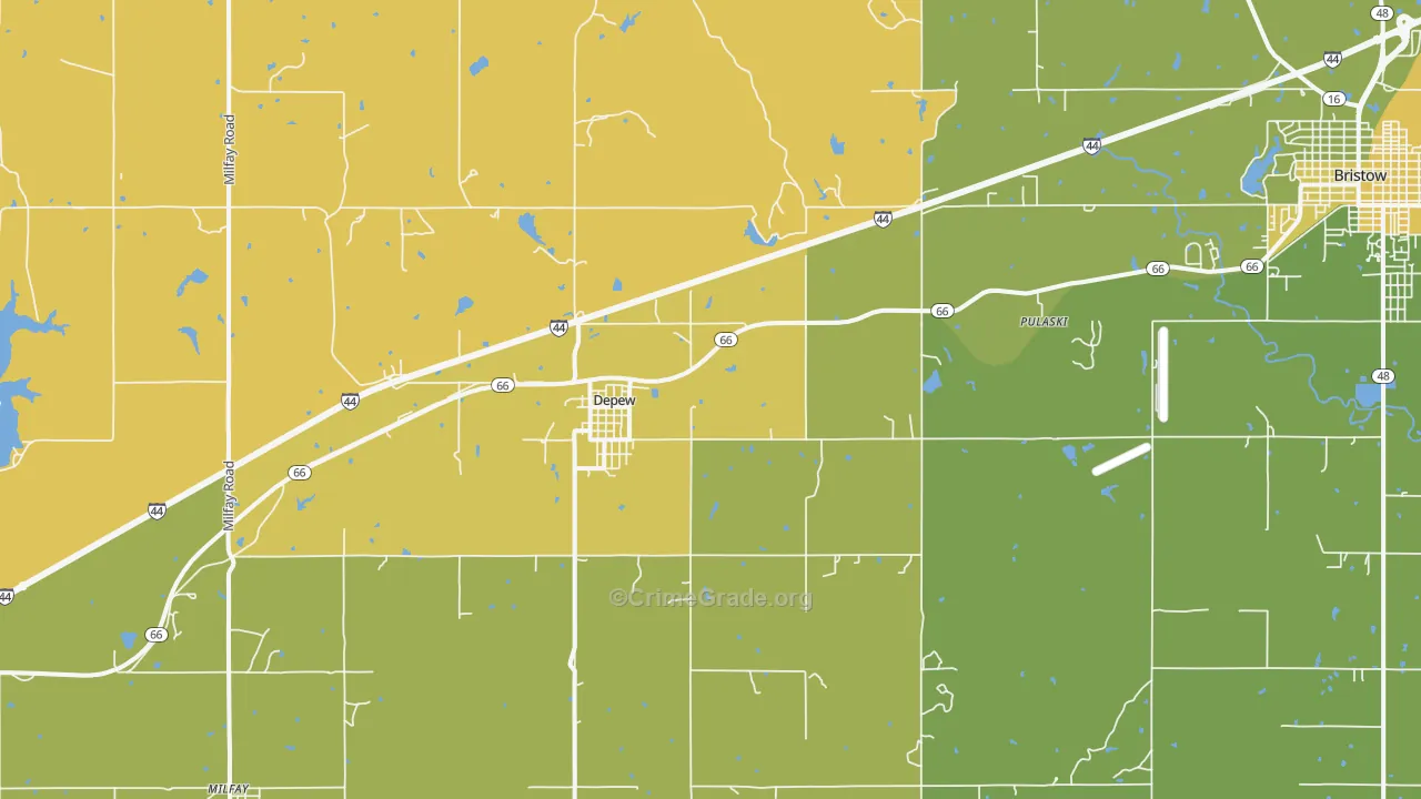 DePew, OK Map of Robbery Rates