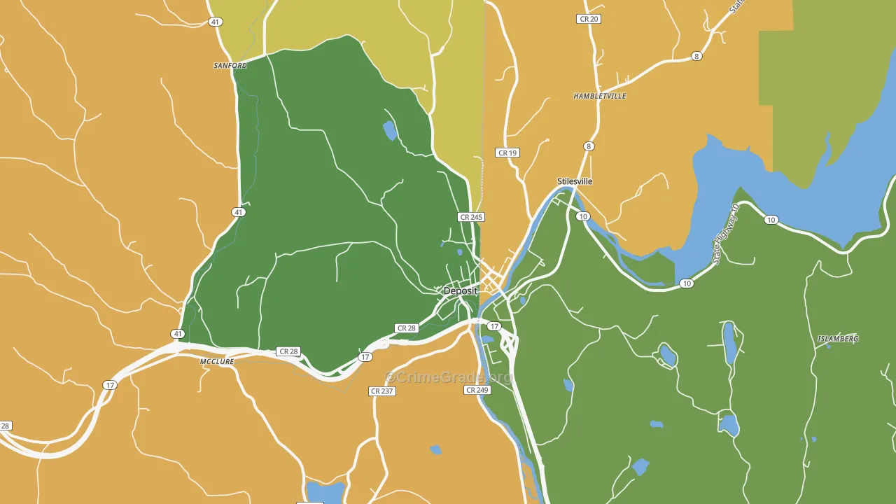 Deposit, NY Map of Robbery Rates