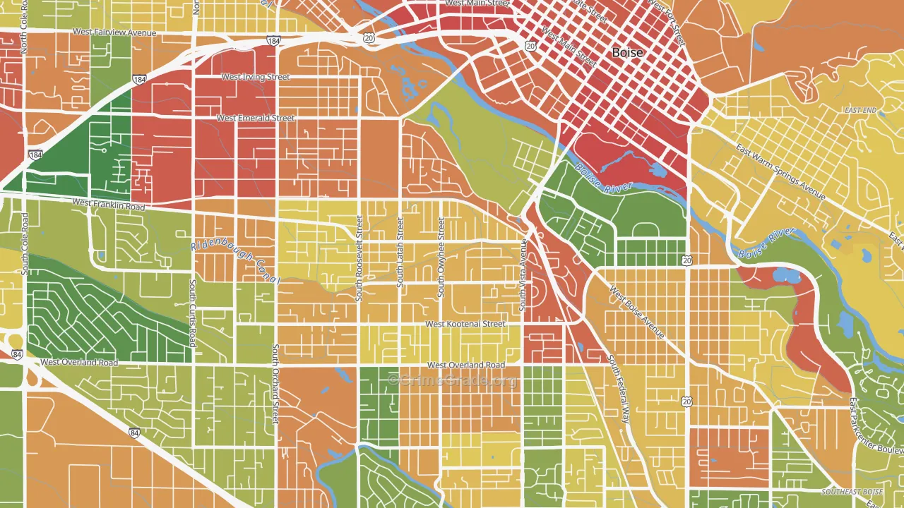 Depot Bench, Boise, ID Map of Robbery Rates