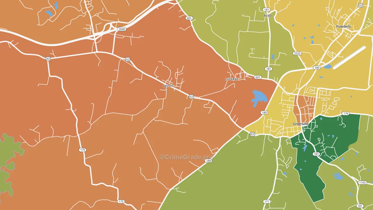 Depoy, KY Map of Robbery Rates
