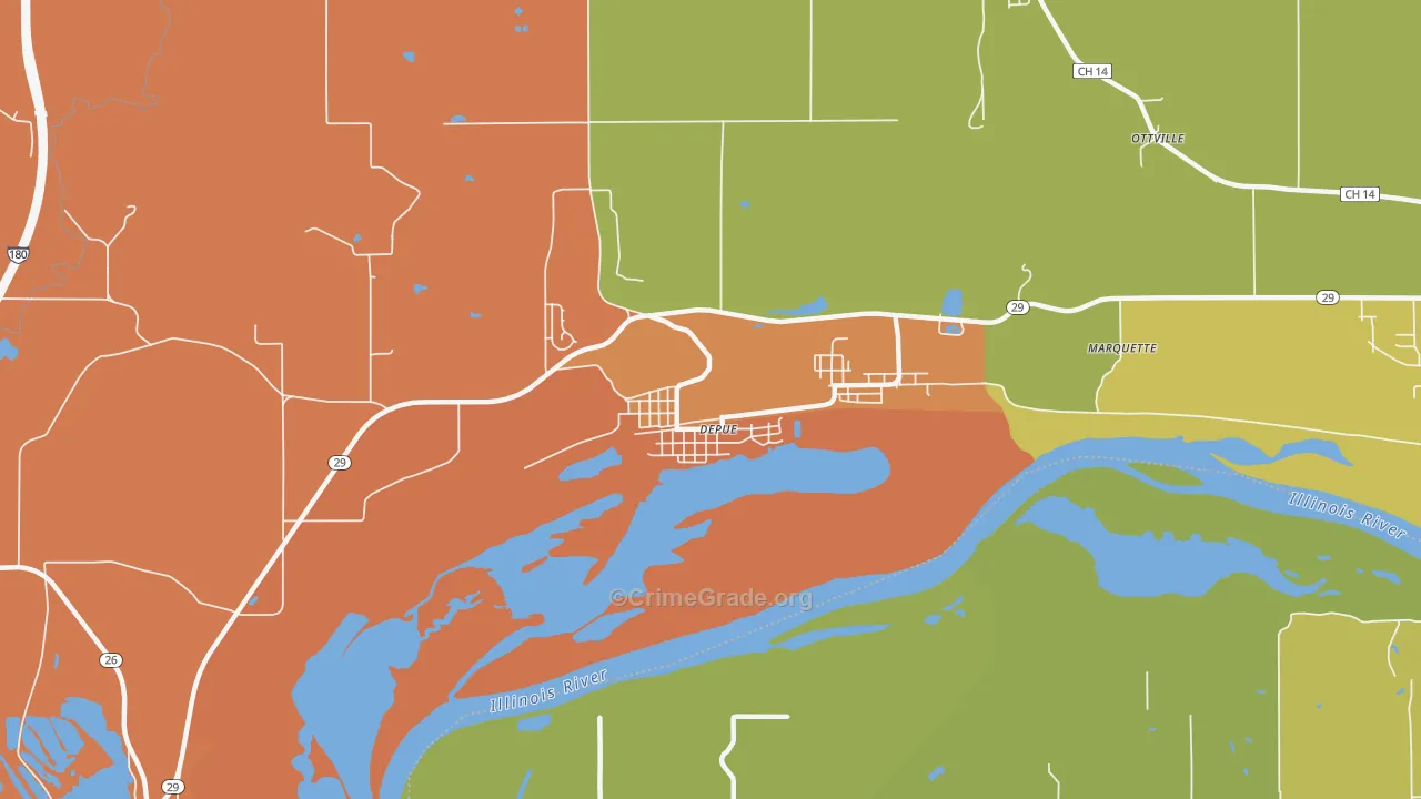 DePue, IL Map of Robbery Rates