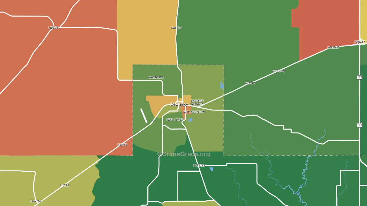 Dequincy, LA Map of Robbery Rates