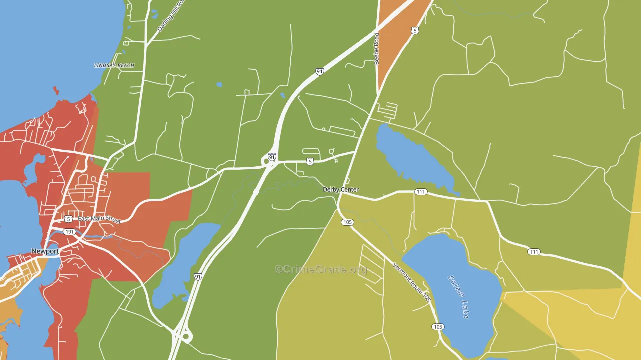 Derby Center, VT Map of Robbery Rates