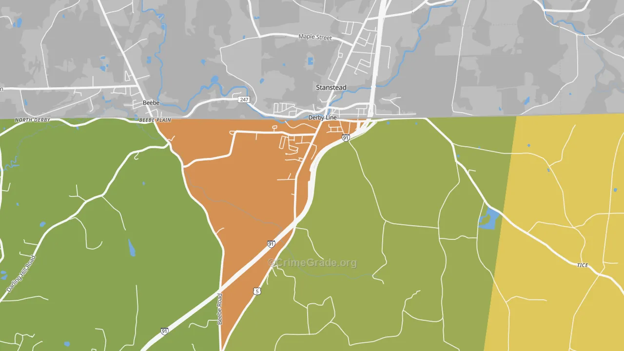 Derby Line, VT Map of Robbery Rates
