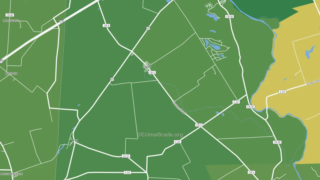 Derby, OH Map of Robbery Rates