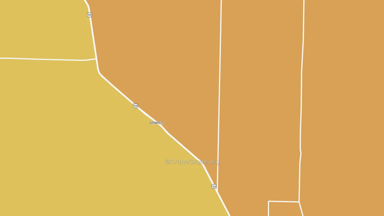Dermott, TX Map of Robbery Rates