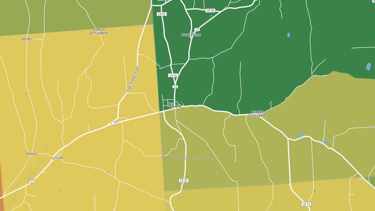 DeRuyter, NY Map of Robbery Rates