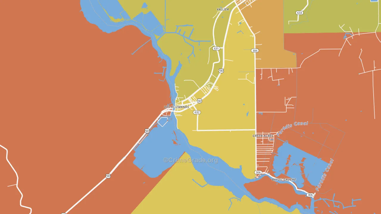 Des Allemands, LA Map of Robbery Rates