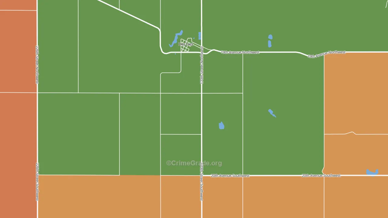Des Lacs, ND Map of Robbery Rates