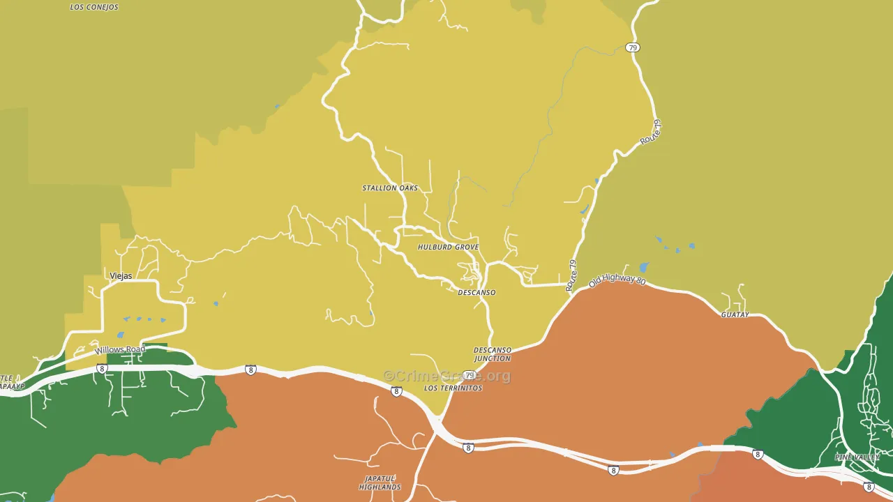 Descanso, CA Map of Robbery Rates