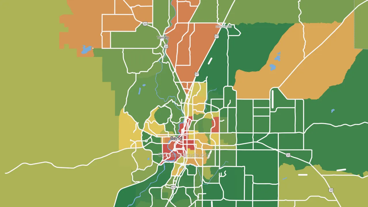 Deschutes County, OR Map of Robbery Rates