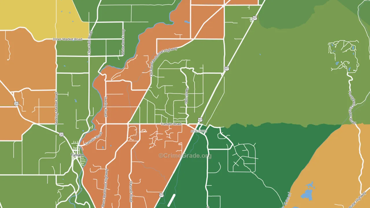 Deschutes Junction, OR Map of Robbery Rates