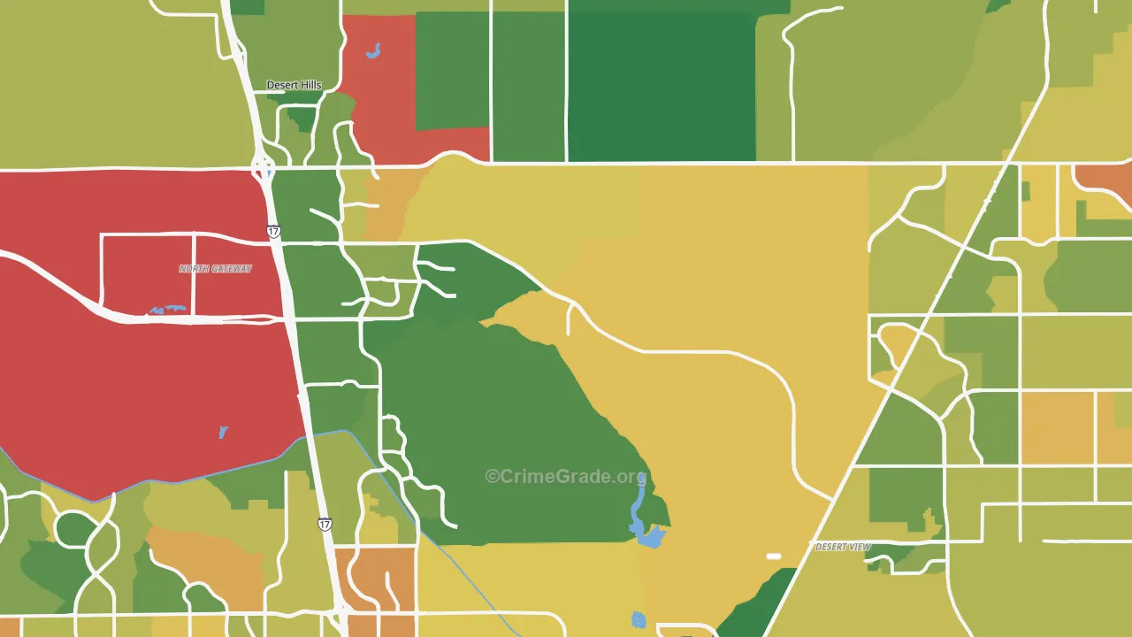 Desert Hills, Cave Creek, AZ Map of Robbery Rates