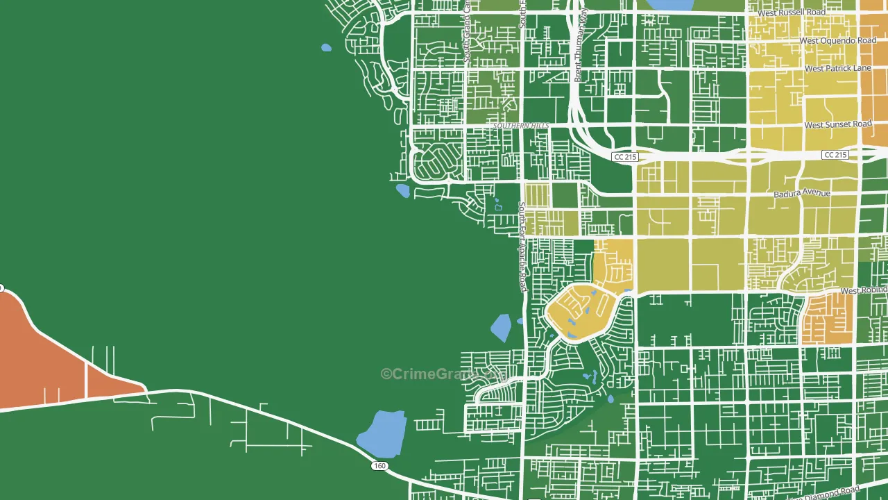 Desert Hills, Las Vegas, NV Map of Robbery Rates