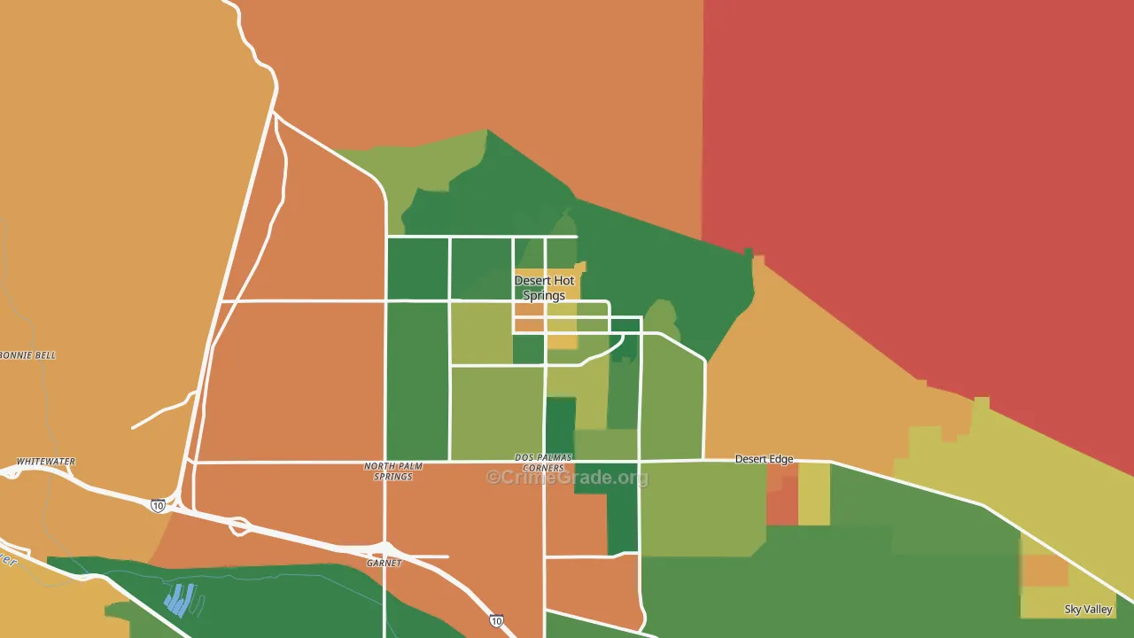 Desert Hot Springs, CA Map of Robbery Rates