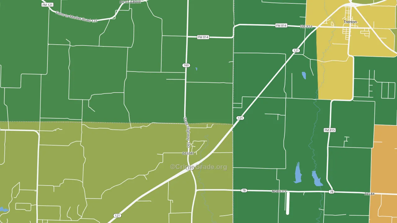 Desert, TX Map of Robbery Rates