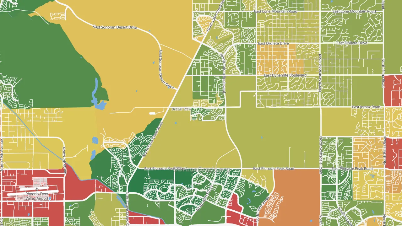 Desert View, Phoenix, AZ Map of Robbery Rates