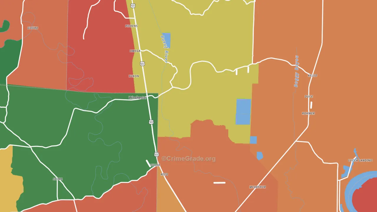 Desha County, AR Map of Robbery Rates