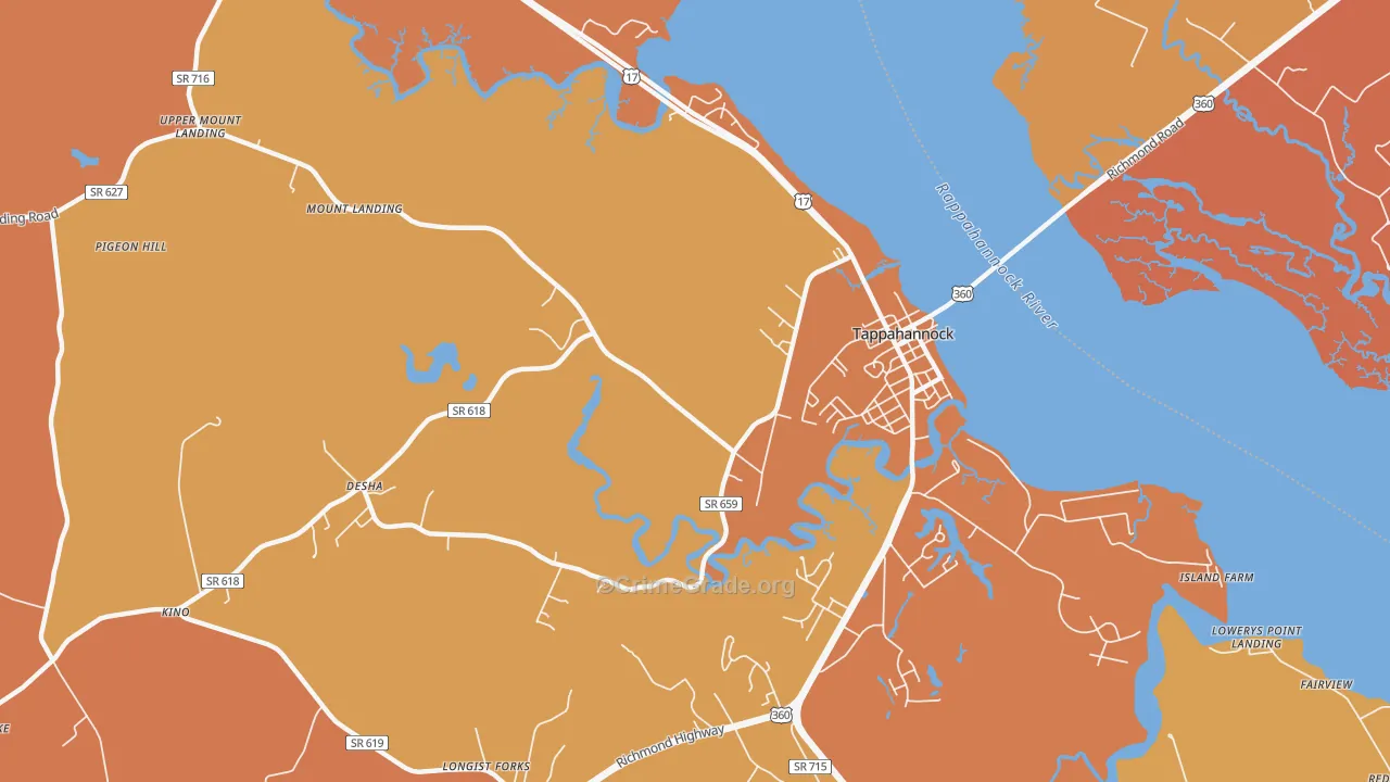 Desha, VA Map of Robbery Rates