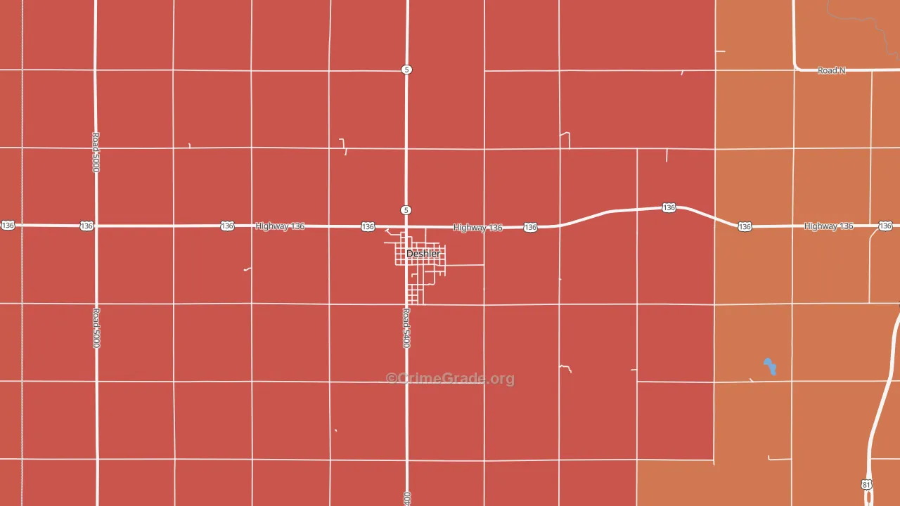 Deshler, NE Map of Robbery Rates