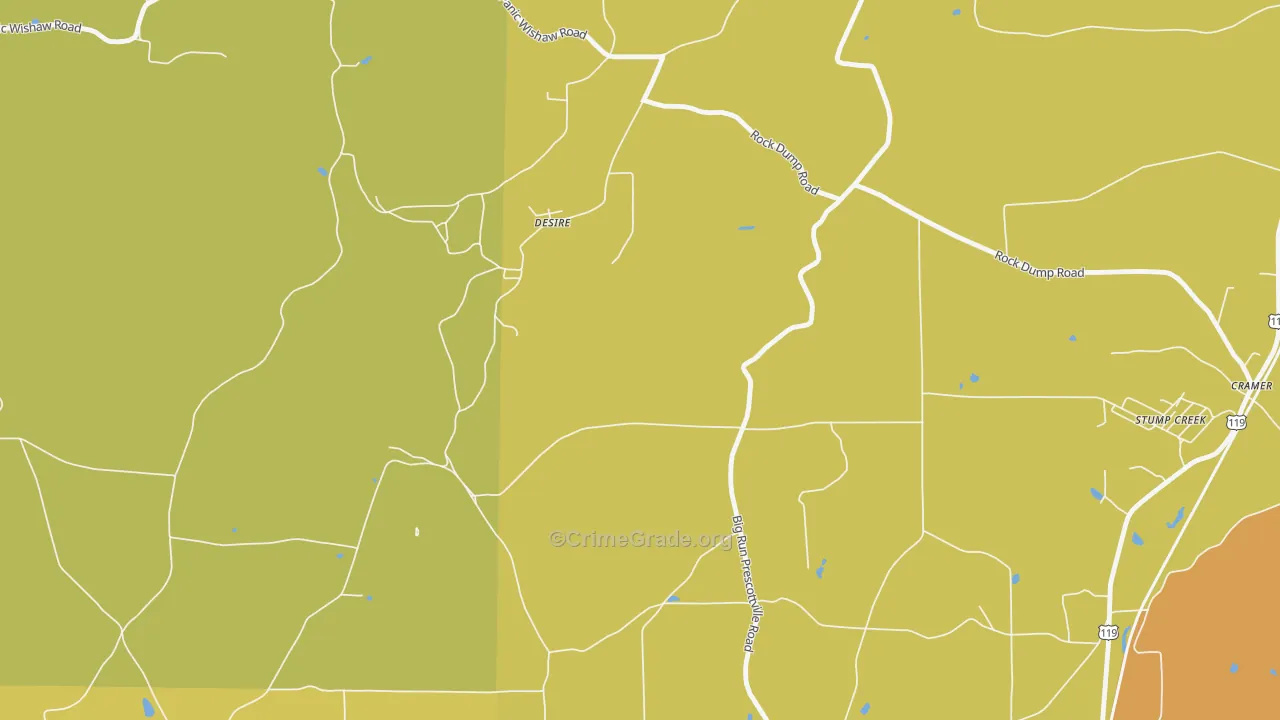 Desire, PA Map of Robbery Rates