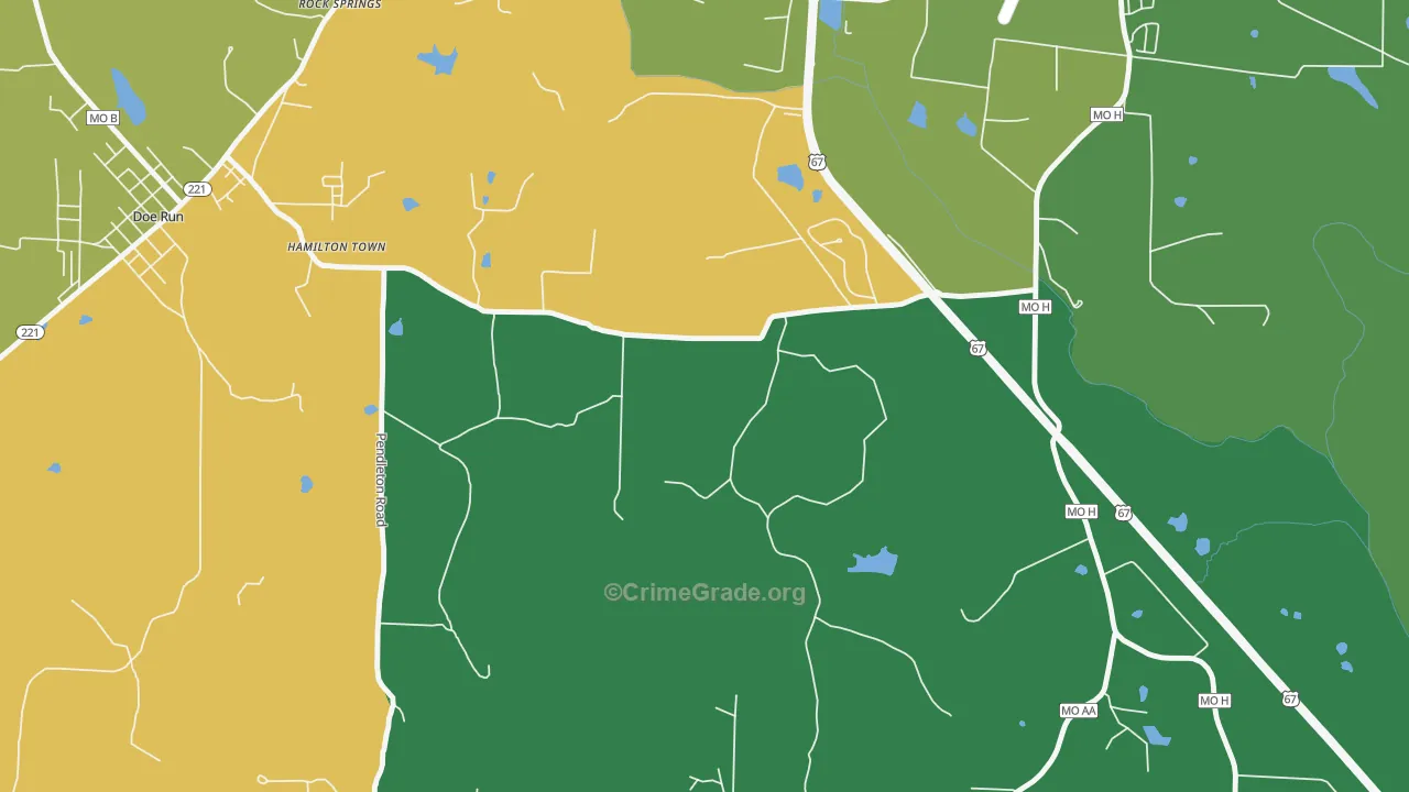 DeSmet, MO Map of Robbery Rates