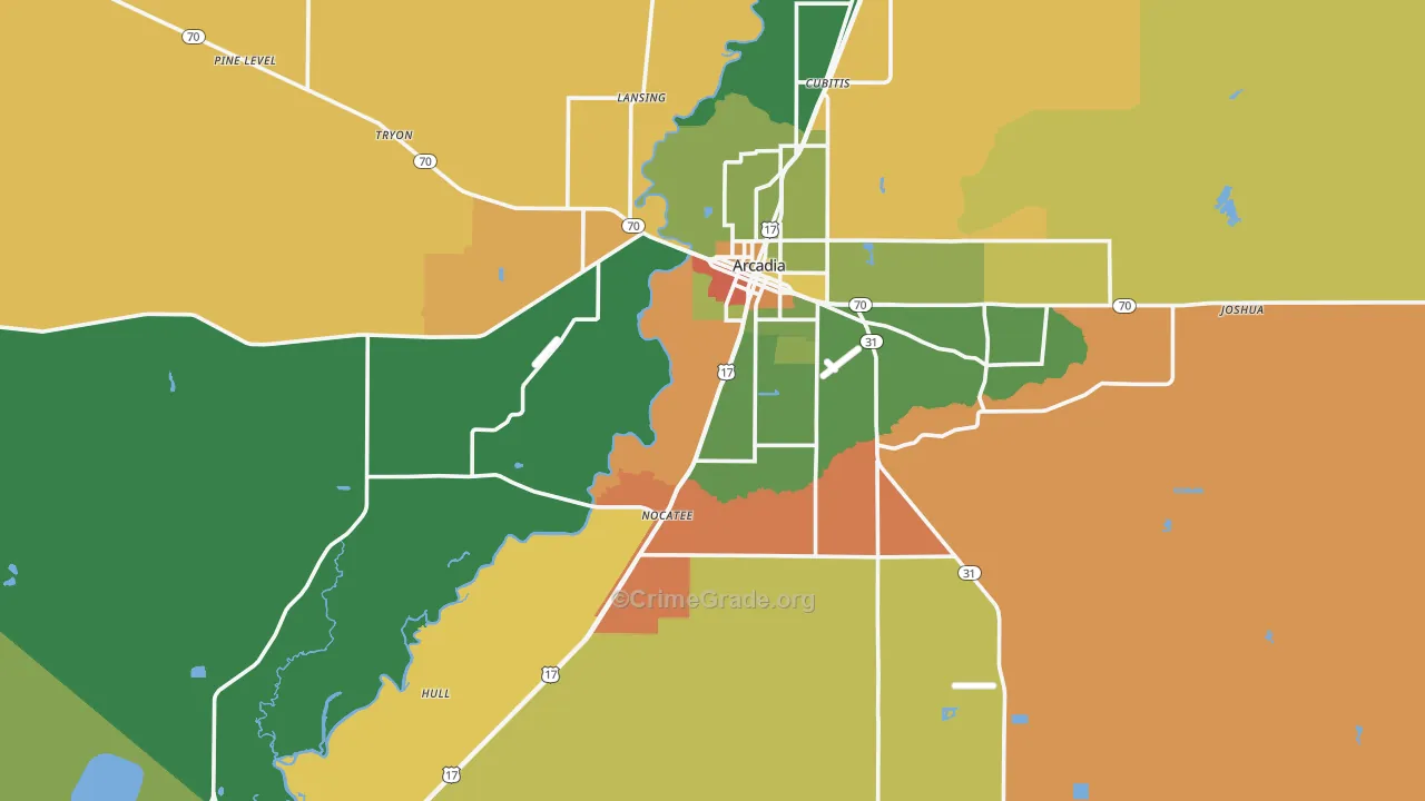 DeSoto County, FL Map of Robbery Rates
