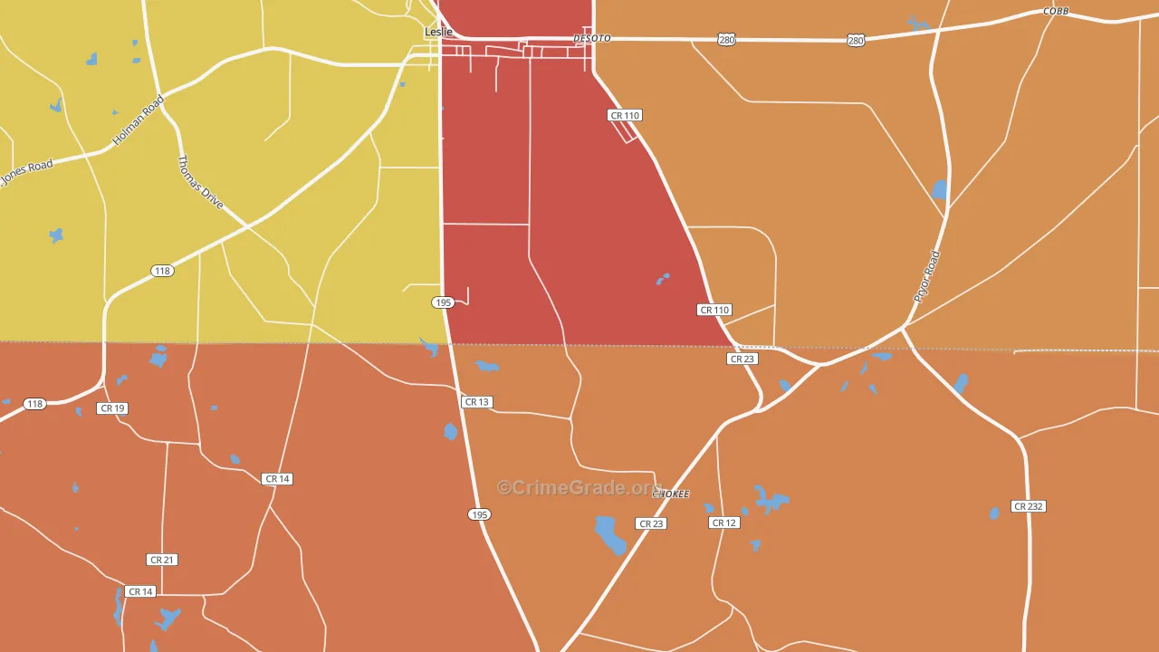 DeSoto, GA Map of Robbery Rates