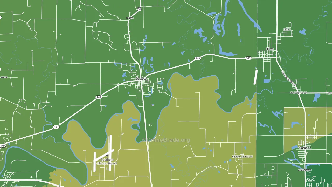 DeSoto, IL Map of Robbery Rates