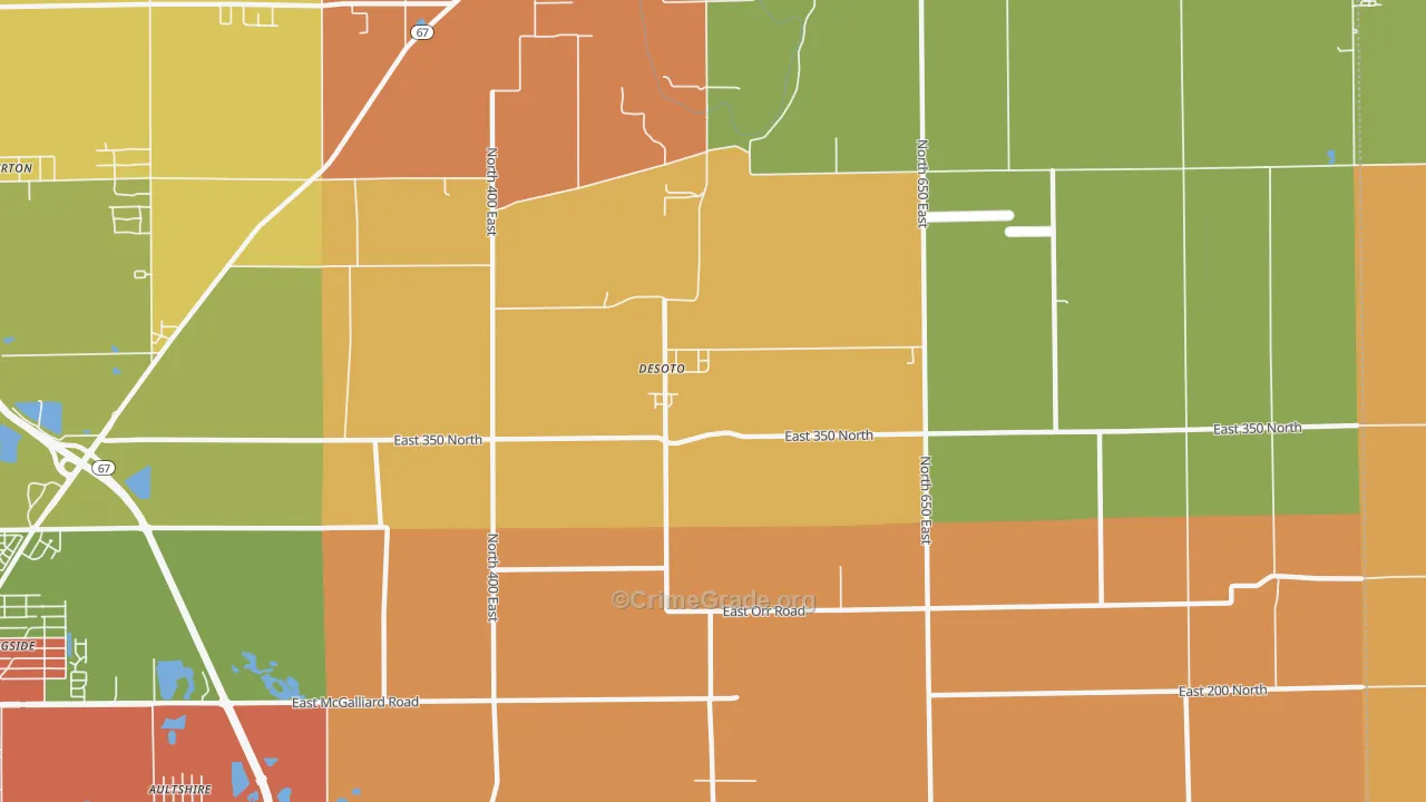 DeSoto, IN Map of Robbery Rates