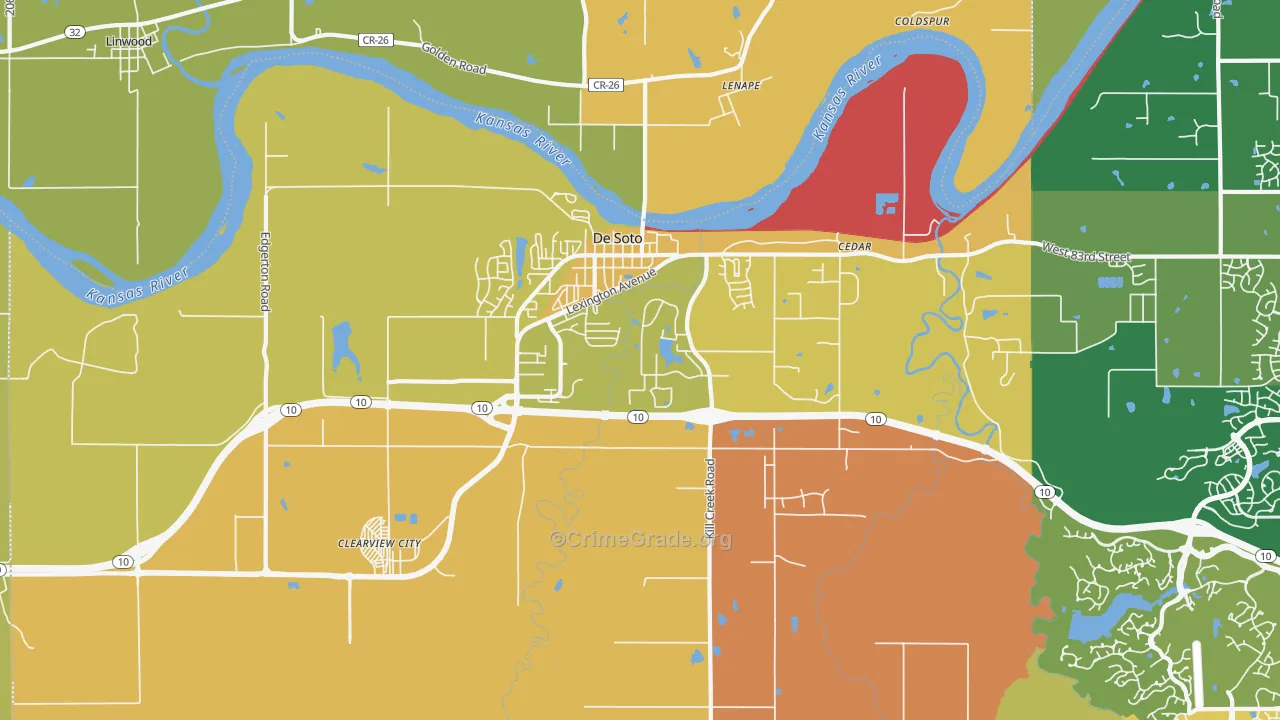 DeSoto, KS Map of Robbery Rates