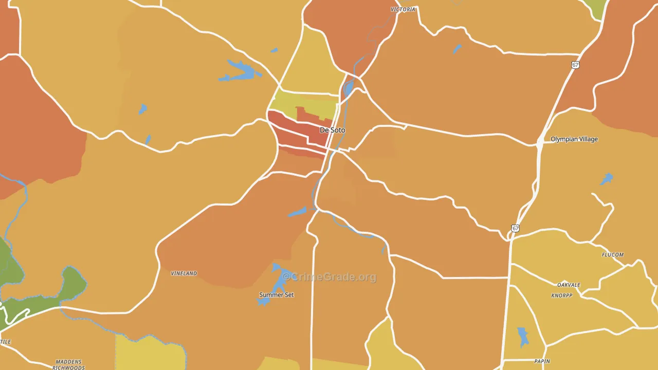 DeSoto, MO Map of Robbery Rates