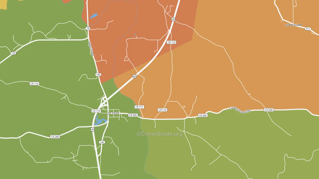 DeSoto, MS Map of Robbery Rates