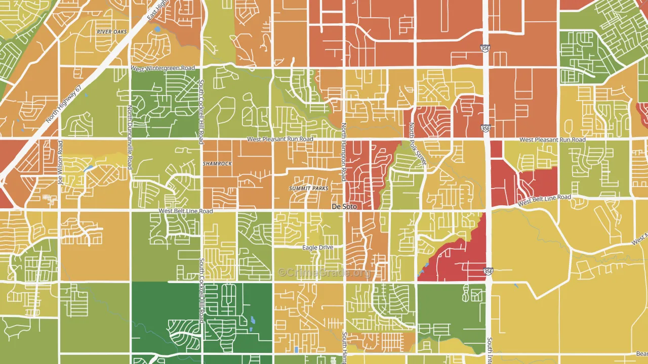 DeSoto, TX Map of Robbery Rates